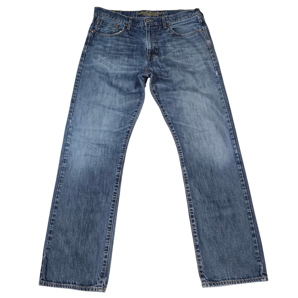 American Eagle Relaxed Straight Jeans Mens 36x34 Blue Medium Wash 100 Cotton